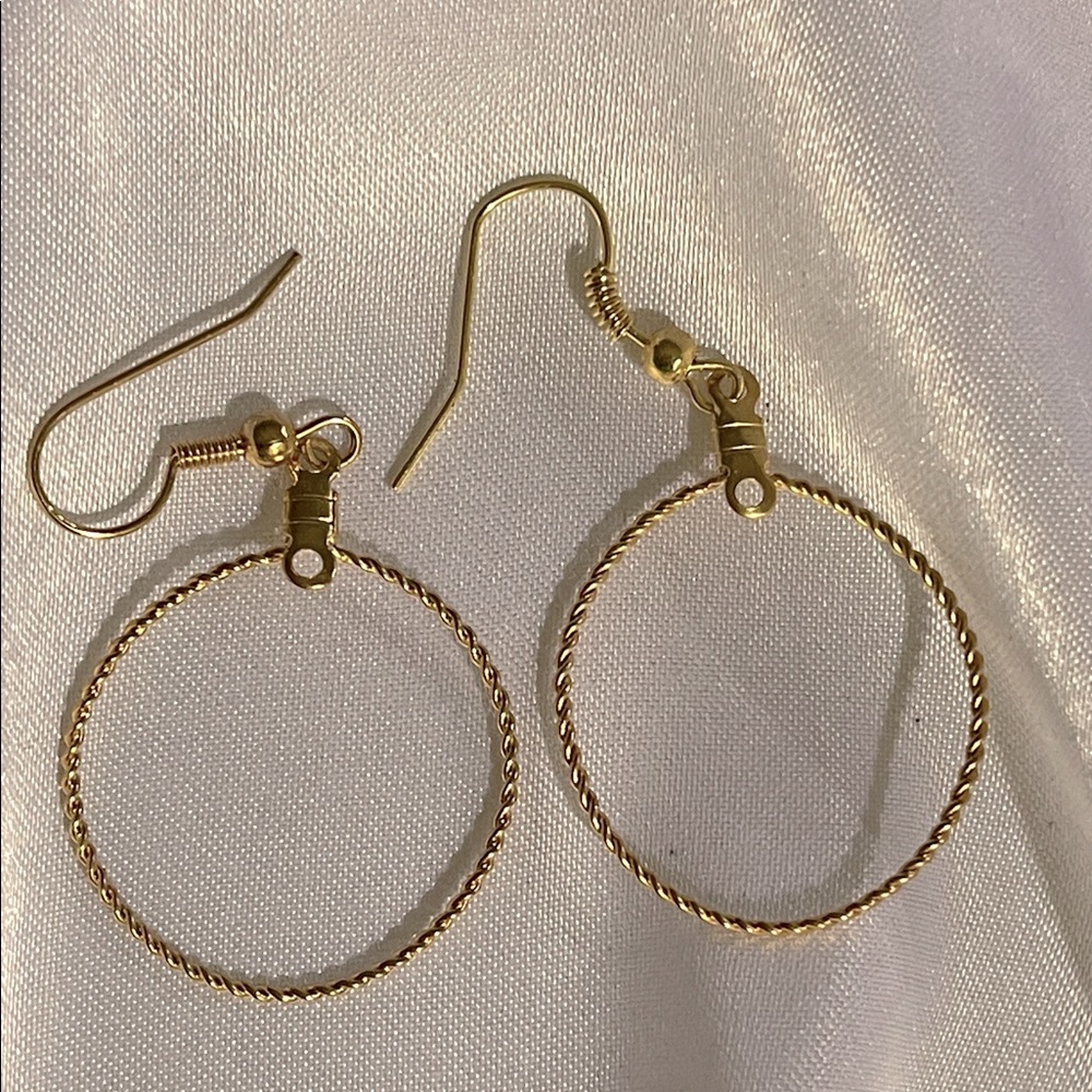 Gold Circle Earrings, NWOT, very light weight